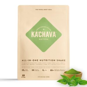 Ka’Chava All-In-One Nutrition Shake Blend, Matcha, 15 Servings, 85+ Superfoods & Nutrients, Meal Replacement, Greens Plant-Based Superfood Powder Protein Drink, Digestive Enzymes & Probiotics, Vegan Dairy Gluten Free