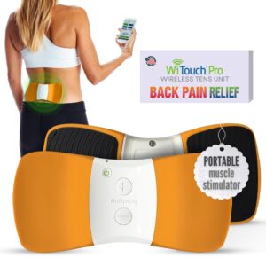 WiTouch Pro TENS Unit for Back Pain Relief & Recovery, Wireless, Wearable Muscle Stimulator, Made in USA, Gel Pads Included