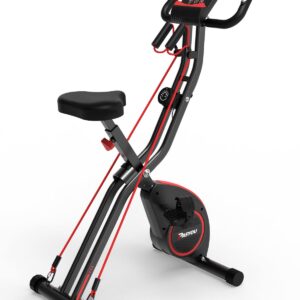 PASYOU Cardio Stationary Bikes 4 in 1 Folding Exercise Bike for Home with Silent Magnetic 16-Level Resistance Adjustable Indoor Cycling Machine Workout 330LBS Capacity LCD Monitor, Pulse Sensor PX08