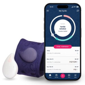TEMPDROP 2.0 Advanced Fertility Monitor and Ovulation Tracker Wearable Basal Body Temperature (BBT) Monitoring Sensor and Fertility Charting App, New Improved Comfortable Armband, S/M