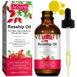A r b c r n Rosehip Oil for Face,100% Pure Organic Rosehip Seed Oil Cold Pressed Moisturizer for Hair, Skin & Nails 2 fl.oz