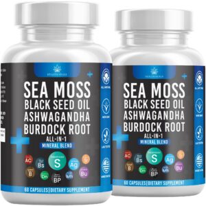 Health Heals Sea Moss Black Seed Oil Ashwagandha Bladderwrack Burdock - 120 Count