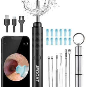 JEGOAT Ear Wax Removal, Ear Cleaner with 1296P HD Camera, FSA&HSA Jet Black