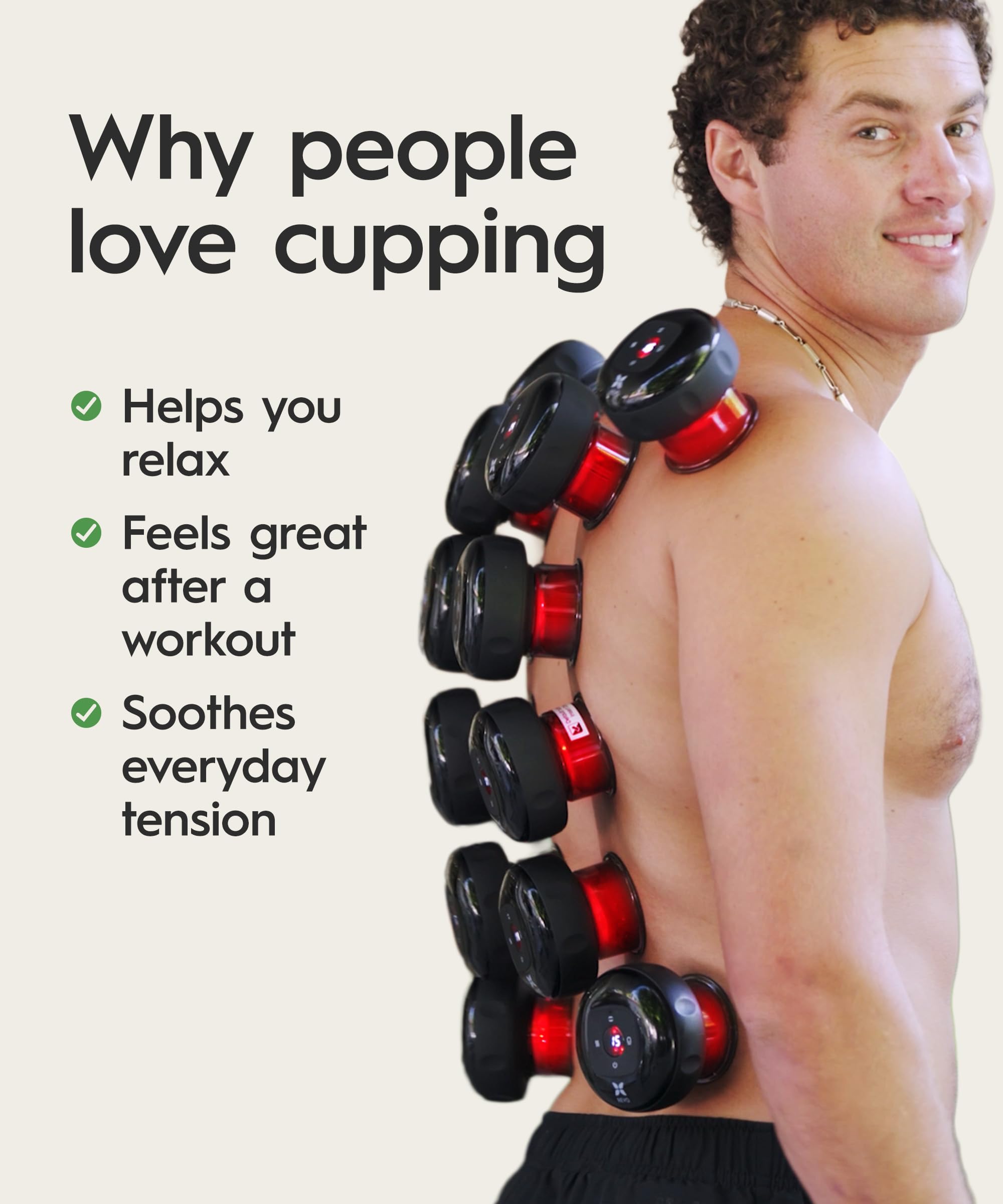 REVO The Original 4-in-1 Smart Cupping Massager with LED Light, Heat, Dynamic Suction & Vibration Massage, Portable Cordless Rechargeable Cupping Device for Body- 1 Pack - Image 5
