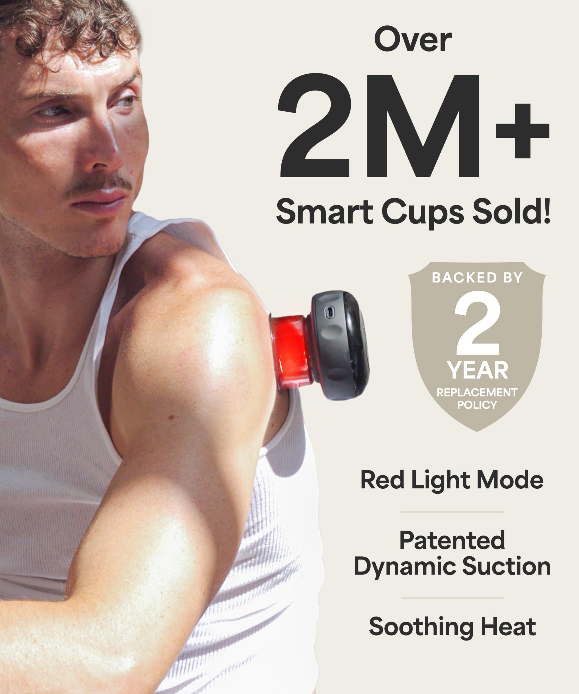 REVO The Original 4-in-1 Smart Cupping Massager with LED Light, Heat, Dynamic Suction & Vibration Massage, Portable Cordless Rechargeable Cupping Device for Body- 1 Pack - Image 4