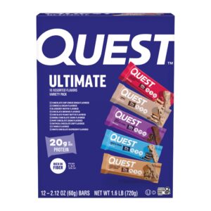 Quest Nutrition Ultimate Variety Pack Protein Bars, High Protein, Low Carb, Gluten Free, Keto Friendly, 12 Count