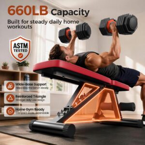 NICEPEOPLE Adjustable Weight Bench for Home Gym, 660LBS Capacity Workout Bench with 8 Backrests for Chest Shoulders Arms, Compact and Foldable Strength Bench for Small Space Apartment Room - Image 5