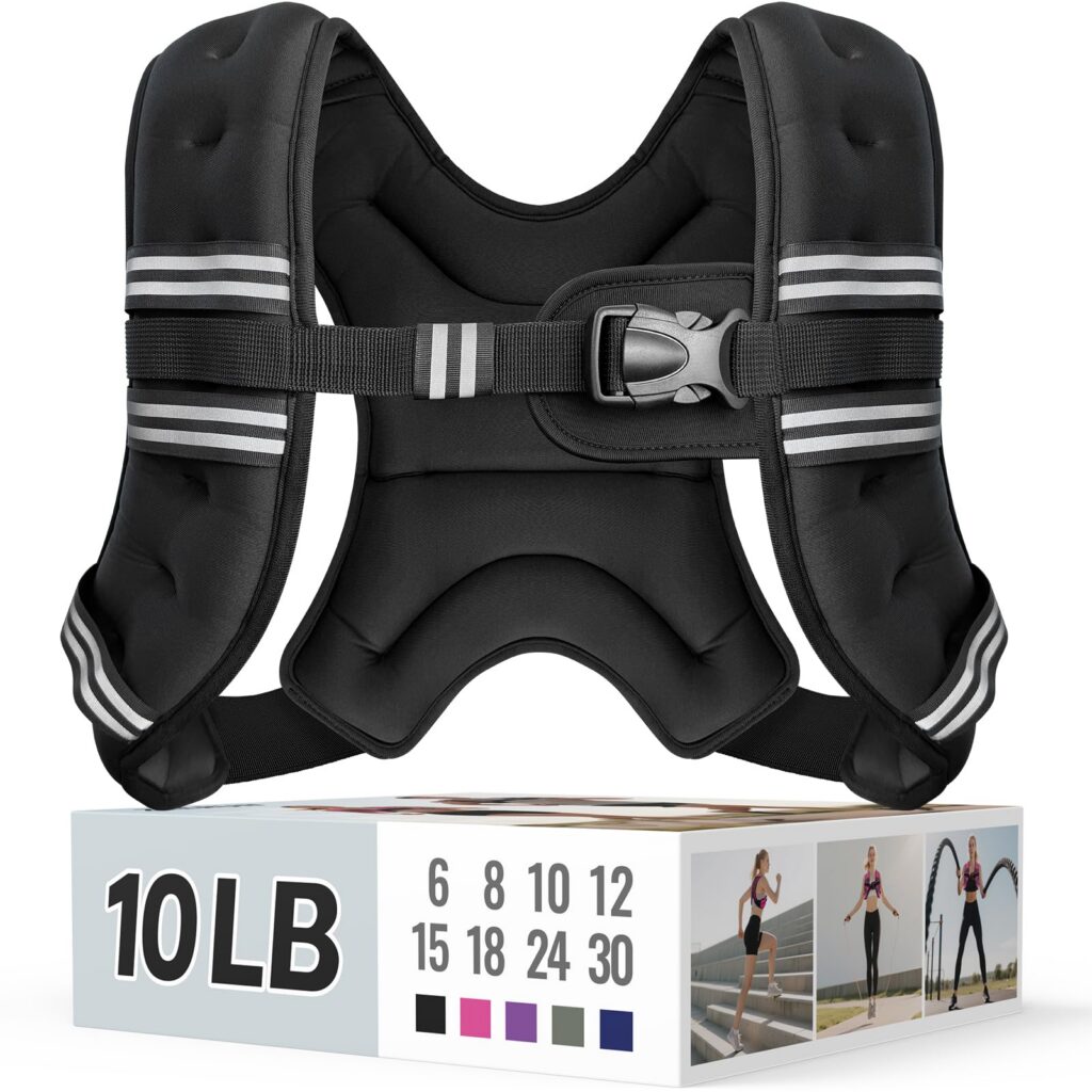 Zeerun Weighted Vest, 6/8/10/12/15/18/20/24/30LB for Men Women, 10LBS-Black