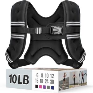 Zeerun Weighted Vest, 6/8/10/12/15/18/20/24/30LB for Men Women, 10LBS-Black